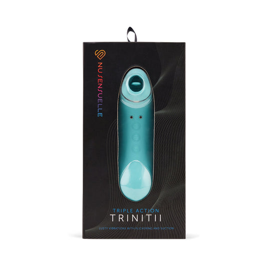Nu Sensuelle Trinitii 3-in-1 Suction Tongue Vibe Electric Blue - Red Garter