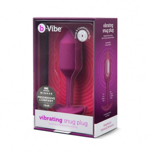 b-Vibe Vibrating Snug Plug 2 Rechargeable Weighted Silicone Anal Plug Rose - Red Garter