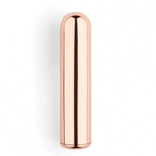 Le Wand Chrome Bullet Rechargeable Vibrator Rose Gold - Red Garter