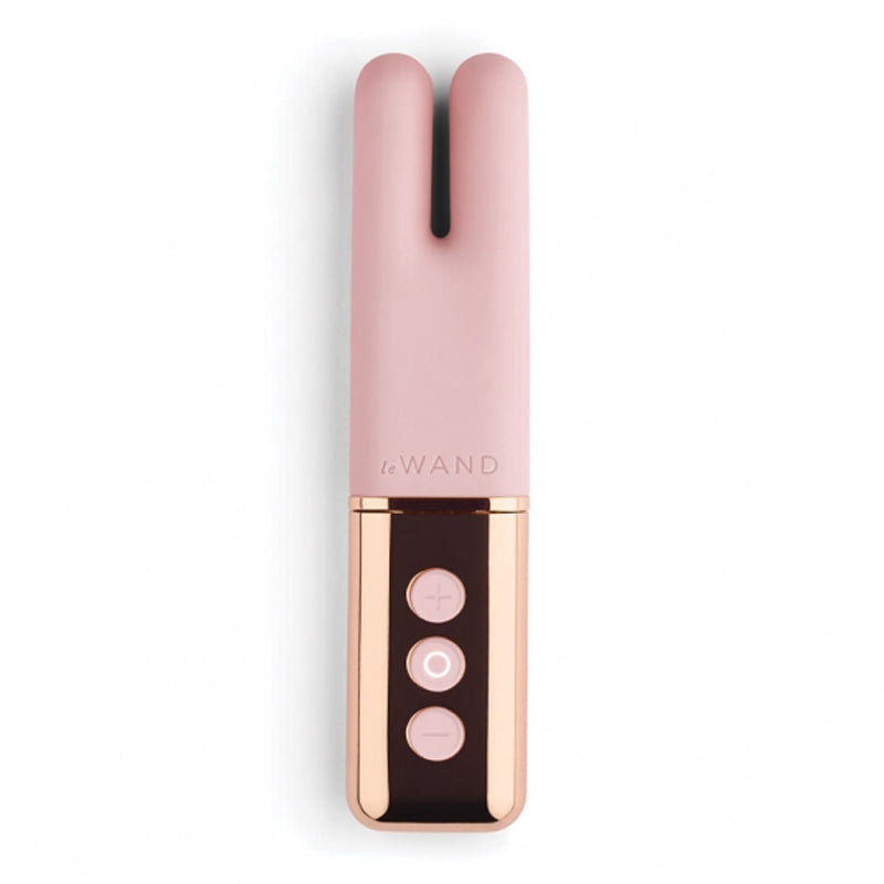 Le Wand Chrome Deux Rechargeable Silicone Mini Vibrator Rose Gold - Red Garter