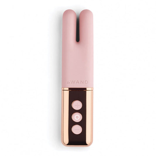 Le Wand Chrome Deux Rechargeable Silicone Mini Vibrator Rose Gold - Red Garter