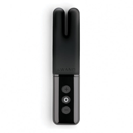 Le Wand Chrome Deux Rechargeable Silicone Mini Vibrator Black - Red Garter