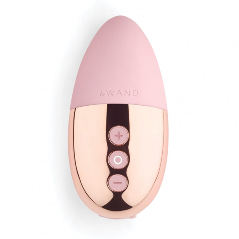 Le Wand Chrome Point Rechargeable Silicone Mini Vibrator Rose Gold - Red Garter