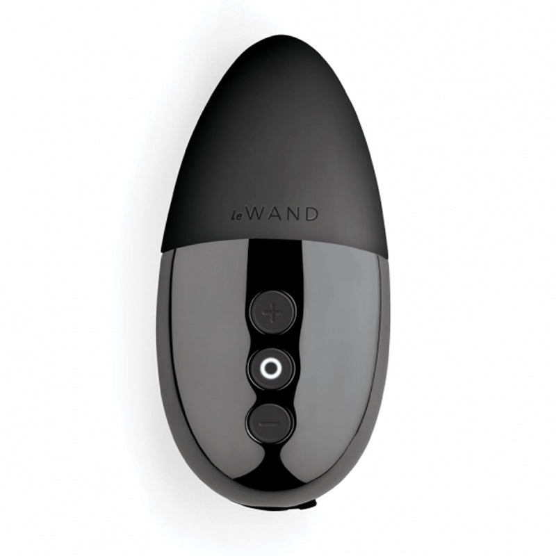 Le Wand Chrome Point Rechargeable Silicone Mini Vibrator Black - Red Garter