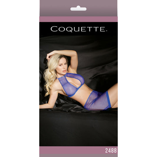 Fishnet Halter Top & High Waisted Skirt Cobalt OS Packaging Box - Red Garter