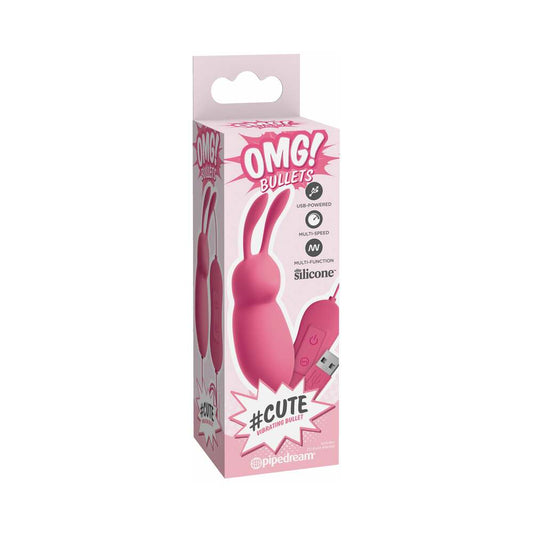 Pipedream OMG! Bullets #Cute USB-Powered Silicone Vibrating Bullet With Ears Pink - Red Garter