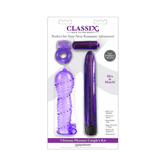 Pipedream Classix 4-Piece Ultimate Pleasure Couple''s Kit Purple - Red Garter