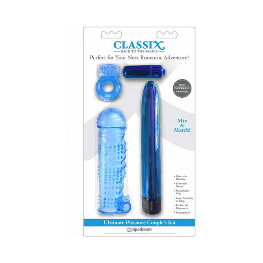Pipedream Classix 4-Piece Ultimate Pleasure Couple''s Kit Blue - Red Garter