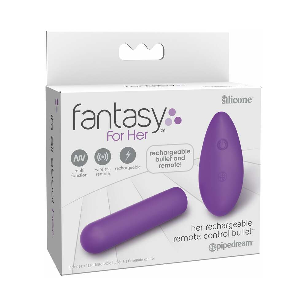 Pipedream Fantasy For Her Her Rechargeable Remote Control Bullet Silicone Vibrator Purple - Red Garter