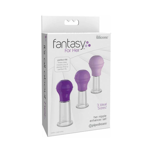 Pipedream Fantasy For Her 3-Piece Her Nipple Enhancer Set Purple - Red Garter