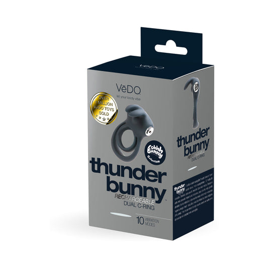 VeDo Thunder Bunny Rechargeable Dual Cockring Black - Red Garter