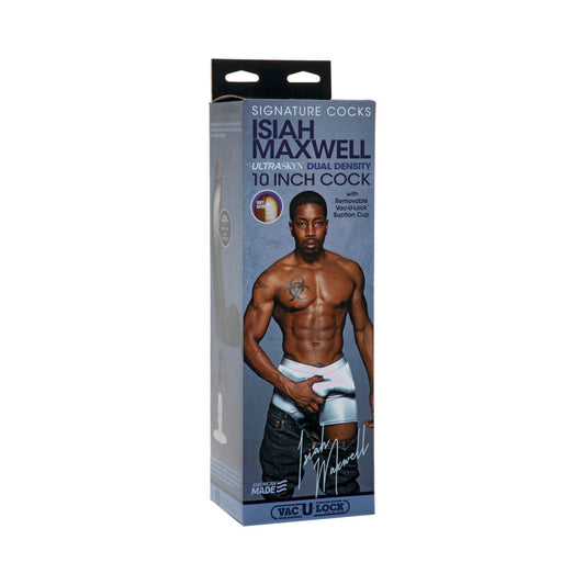 Signature Cocks Isiah Maxwell 10 Inch ULTRASKYN Cock Chocolate - Red Garter