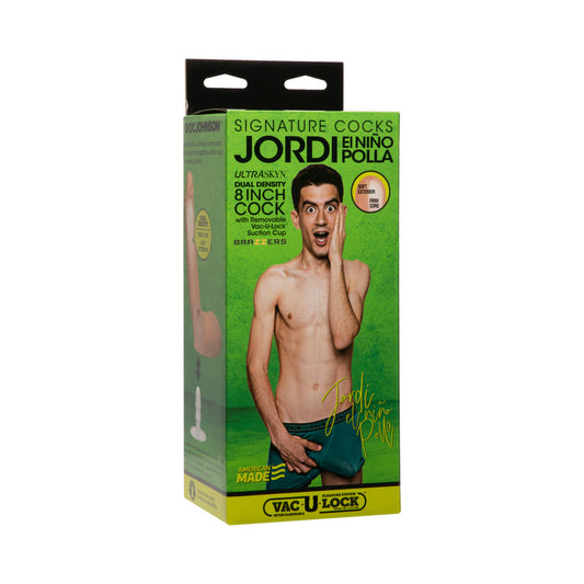 Signature Cocks Jordi El Niño Polla 8 inch ULTRASKYN Cock Vanilla - Red Garter