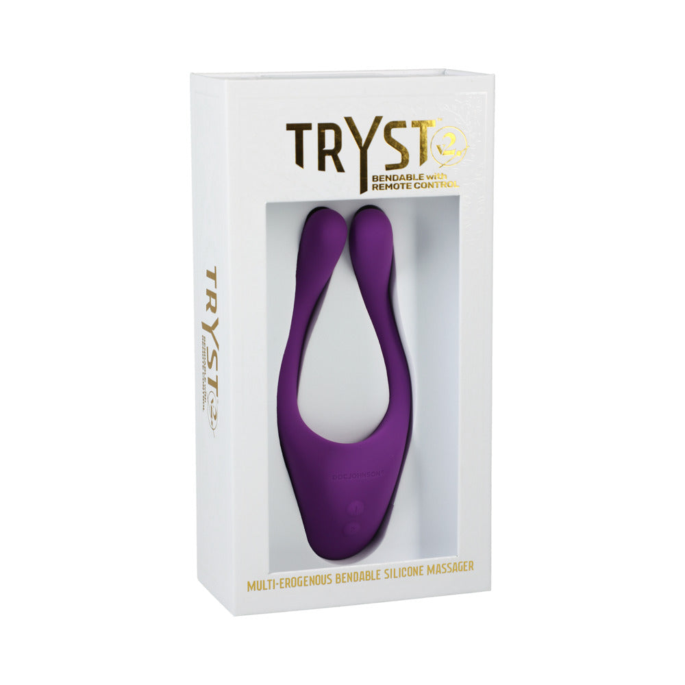 TRYST V2 Bendable Multi Erogenous Zone Massager with Remote- Purple - Red Garter