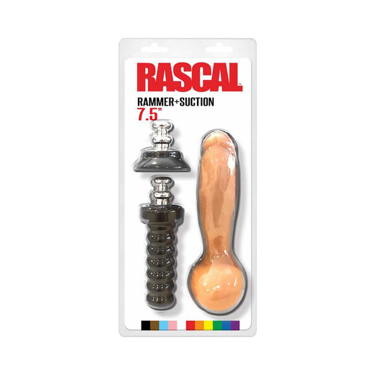Rascal Rammer + Suction 7.5 in. Dildo with Handle and Suction Cup - Red Garter