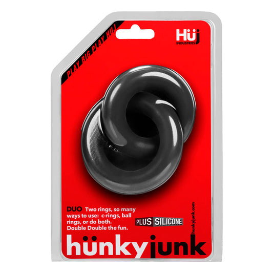 Hunkyjunk DUO Linked Cock/Ball Rings Tar - Red Garter