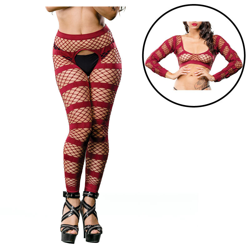 Burgandy Stripes  Crotchless Legging Packaging Box - Red Garter