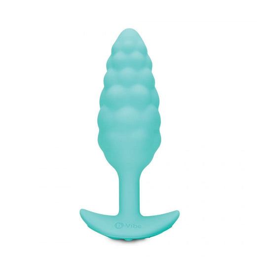 b-Vibe Bump Rechargeable Vibrating Silicone Textured Anal Plug Mint - Red Garter