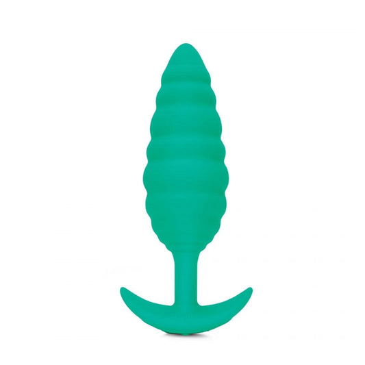 b-Vibe Twist Rechargeable Vibrating Silicone Textured Anal Plug Green - Red Garter