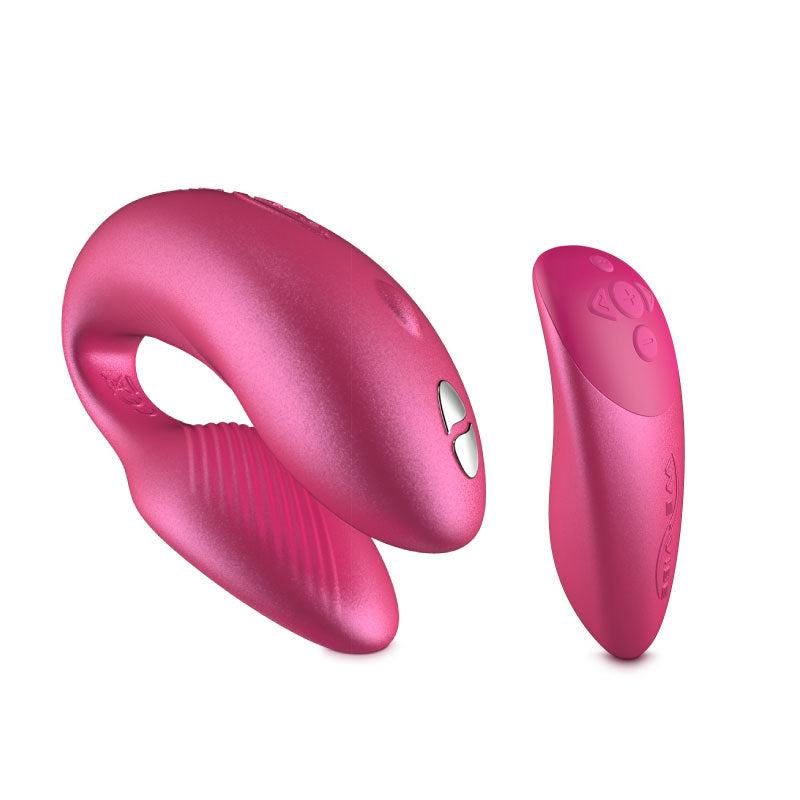 We-Vibe Chorus Rechargeable Remote-Controlled Silicone Couples Vibrator Cosmic Pink - Red Garter