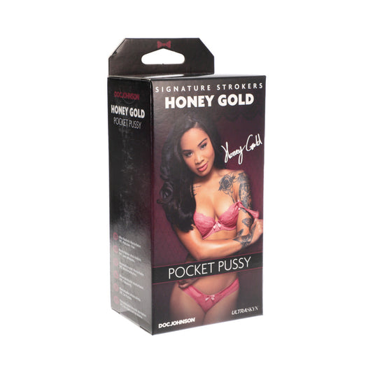 Signature Strokers - Honey Gold - ULTRASKYN Pocket Pussy Caramel - Red Garter