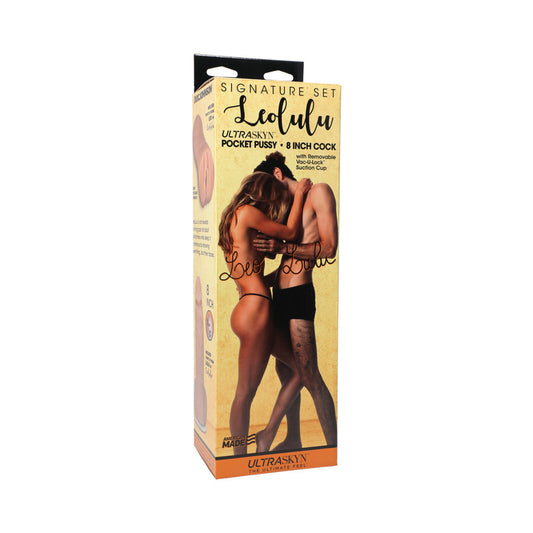 Signature Set Leolulu Leo ULTRASKYN Pocket Pussy & Lulu 8 Inch ULTRASKYN Cock - Red Garter