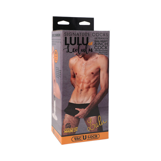 Signature Cocks Lulu of Leolulu 8 Inch ULTRASKYN Cock Vanilla - Red Garter