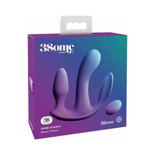 Pipedream 3Some Total Ecstasy Triple Stimulation Silicone Vibrator Purple - Red Garter