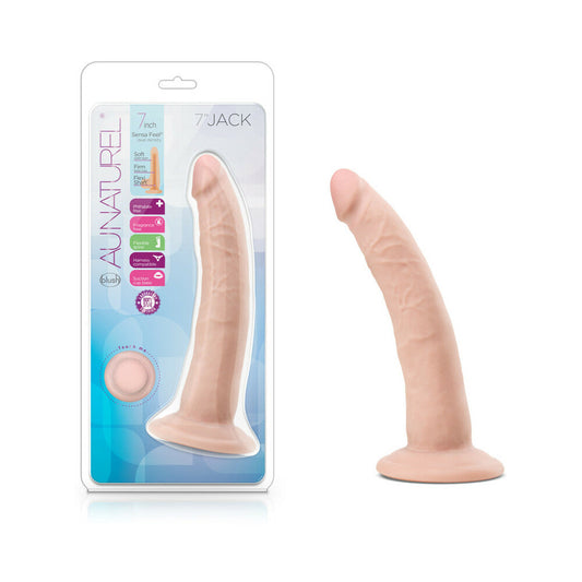 Au Naturel Jack 7.5 in. Posable Dual Density Dildo Beige - Red Garter