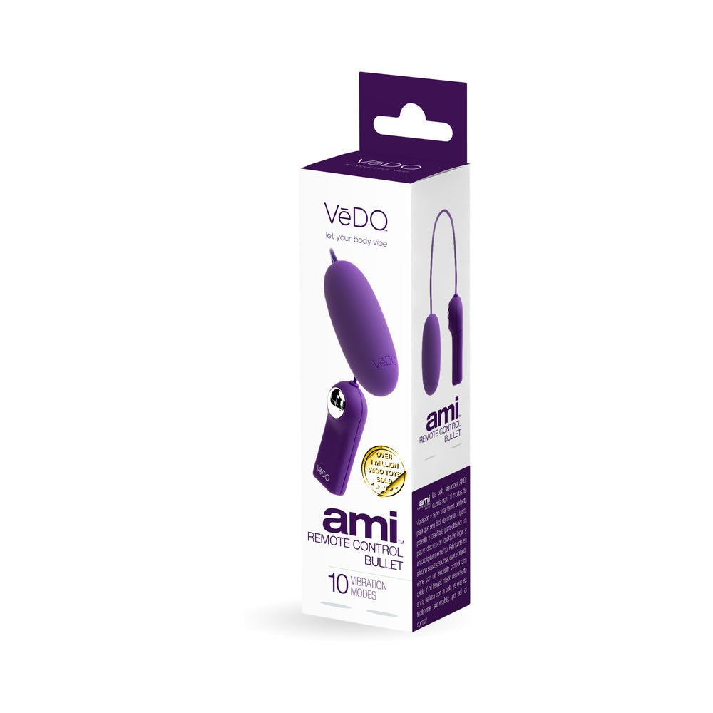 Vedo Ami Remote Control Bullet Deep Purple - Red Garter