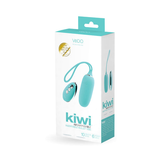 Vedo Kiwi Rechargeable Insertable Tease Me Turquise Bullet - Red Garter