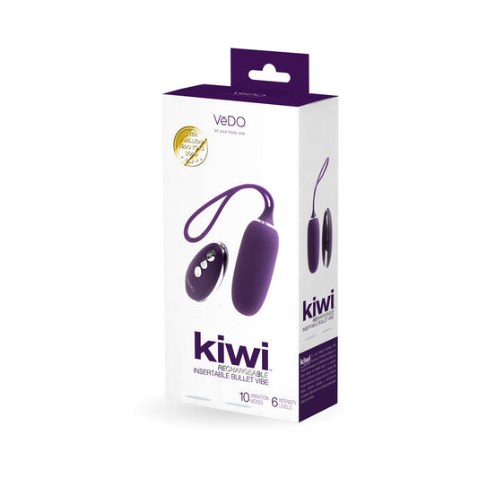 Vedo Kiwi Rechargeable Insertable Bullet Deep Purple - Red Garter