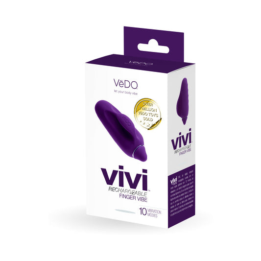 Vedo Vivi Rechargeable Finger Vibe Deep Purple - Red Garter