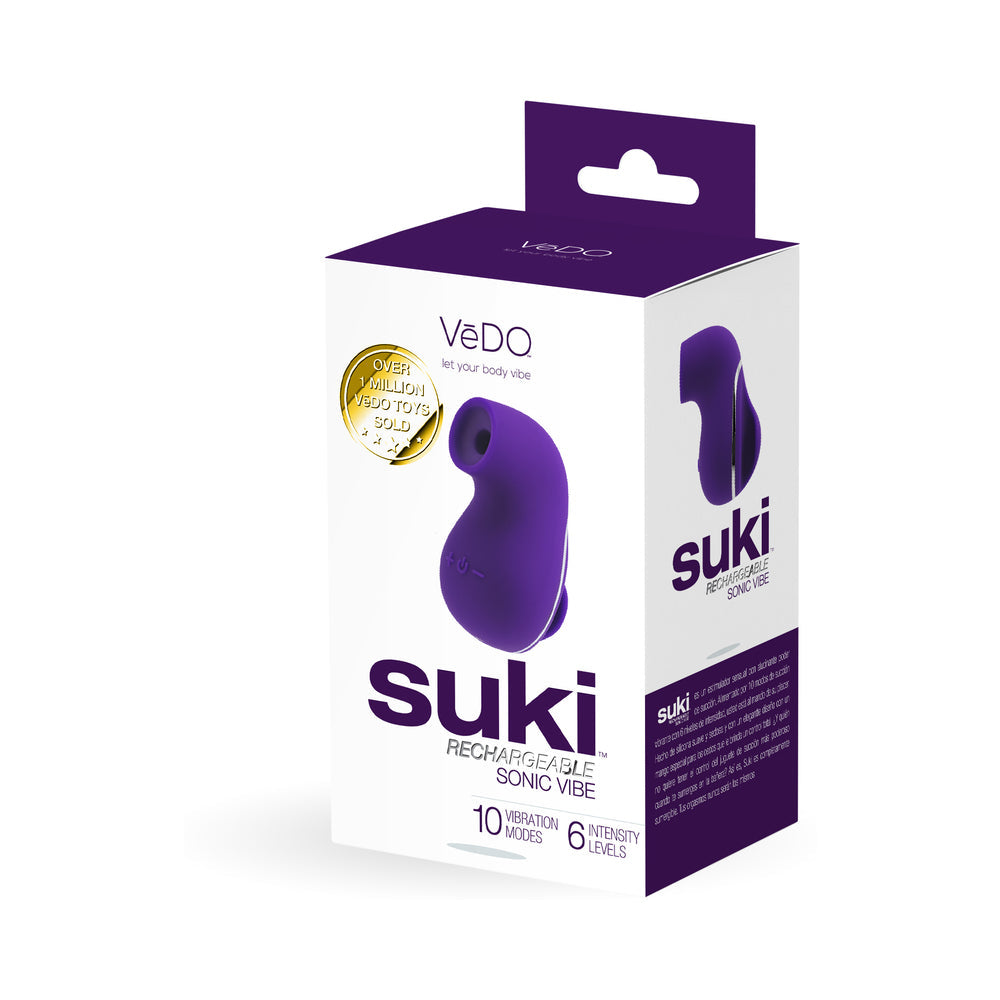 Vedo Suki Sonic Suction Rechargeable Vibrator Deep Purple - Red Garter