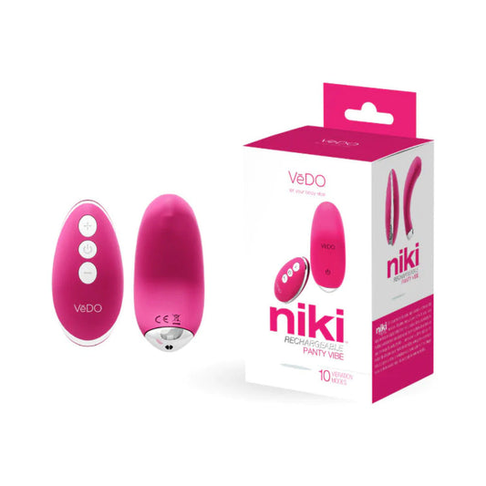 VeDo Niki Rechargeable Panty Vibe Pink - Red Garter