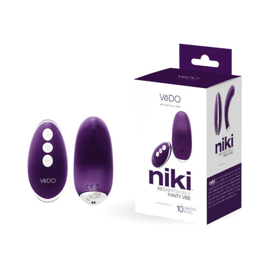 VeDO Niki Rechargeable Panty Vibe Deep Purple - Red Garter