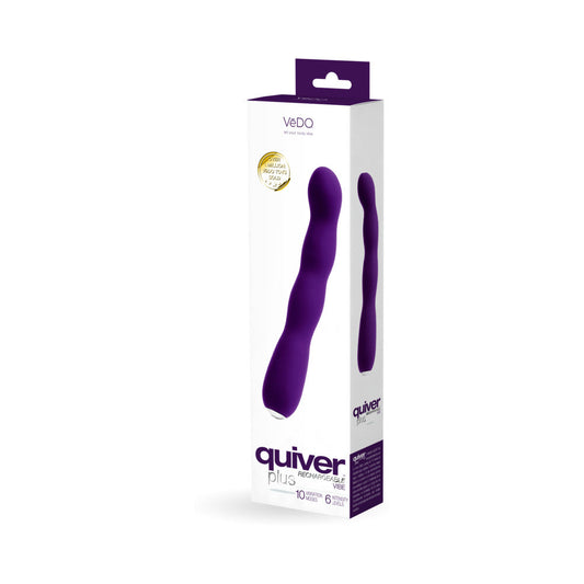 VeDO Quiver Plus Rechargeable Vibe Deep Purple - Red Garter