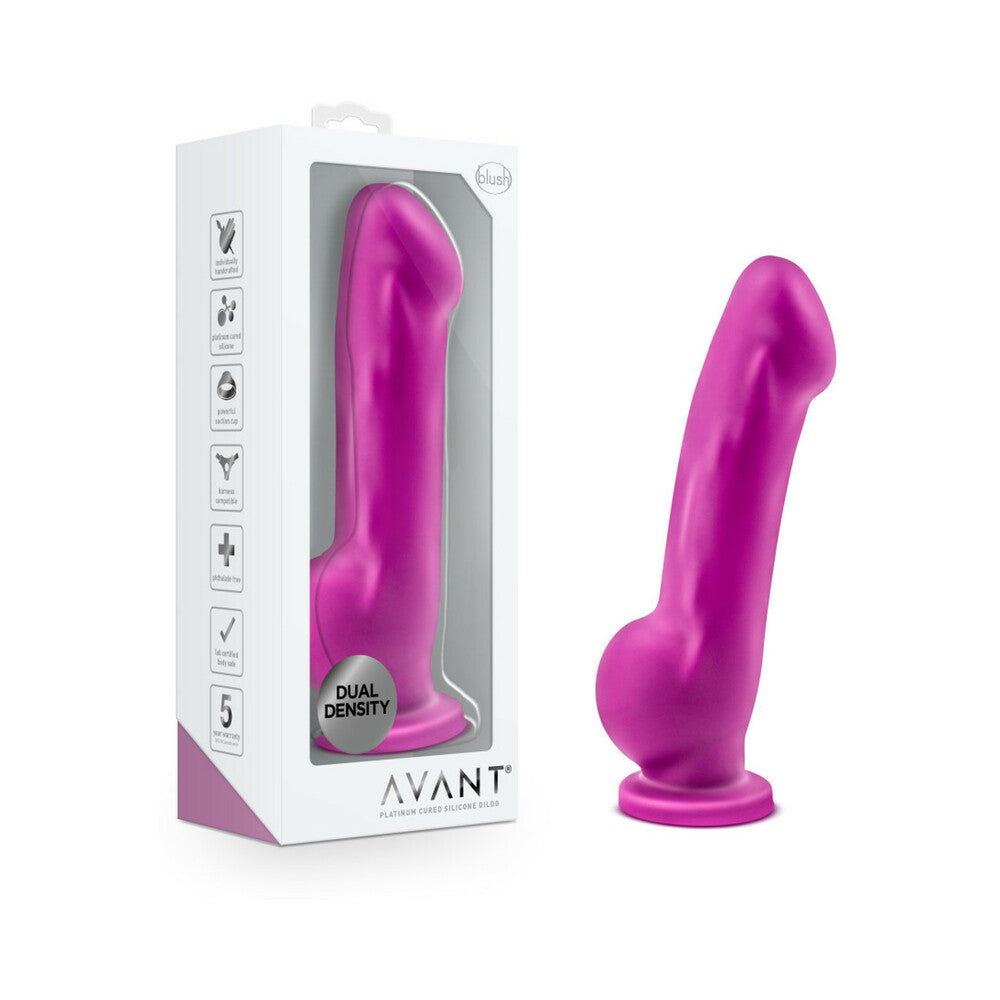 Blush Avant D7 Ergo 7.5 in. Dual Density Silicone Dildo with Suction Cup Violet - Red Garter