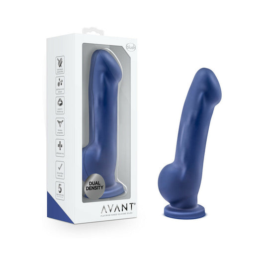 Avant D8 Ergo 7.5 in. Dual Density Silicone Dildo Indigo - Red Garter