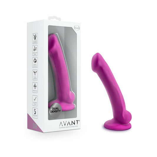 Avant D9 Ergo Mini 7 in. Dual Density Silicone Dildo Violet - Red Garter