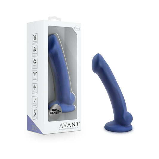 Avant D10 Ergo Mini 7 in. Dual Density Silicone Dildo Indigo - Red Garter