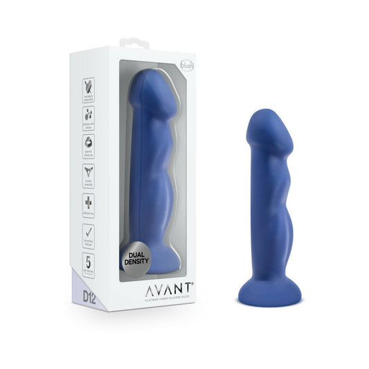 Avant D12 Suko 8 in. Dual Density Silicone Dildo Indigo - Red Garter