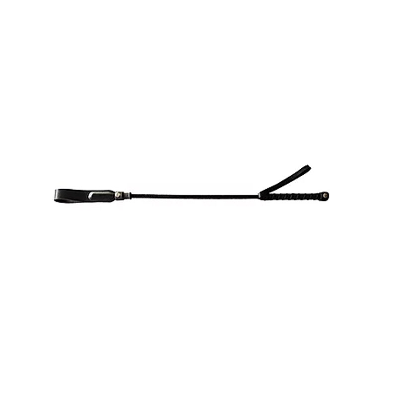 Short Riding Crop Slim Tip (20") - BLACK - Red Garter