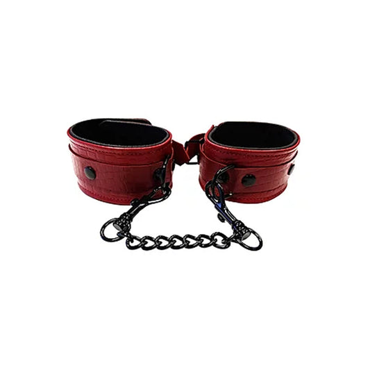 Leather Anaconda Wrist Cuff Burgunday & Black - Red Garter