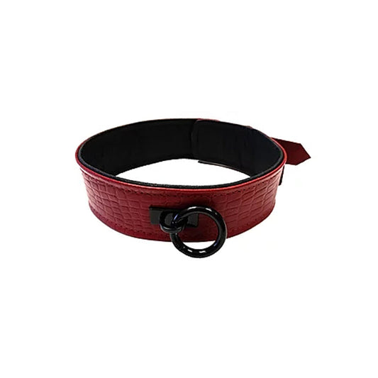Burgundy Anaconda Leather Collar - Red Garter