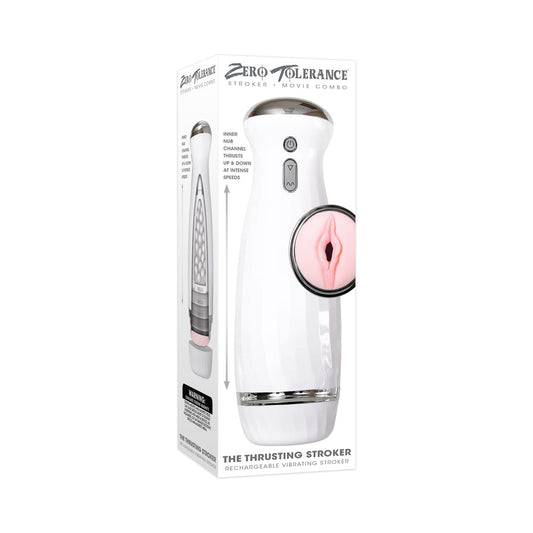 Zero Tolerance Rechargeable Thrusting Stroker With Movie Download White - Red Garter