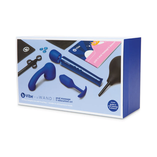 b-Vibe Anal Massage & Education Set Blue - Red Garter