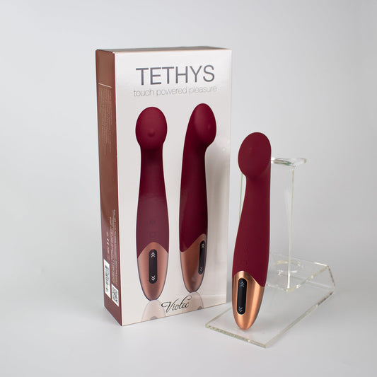 Tethys Touch Panel G-Spot Vibrator Wine Red - Red Garter
