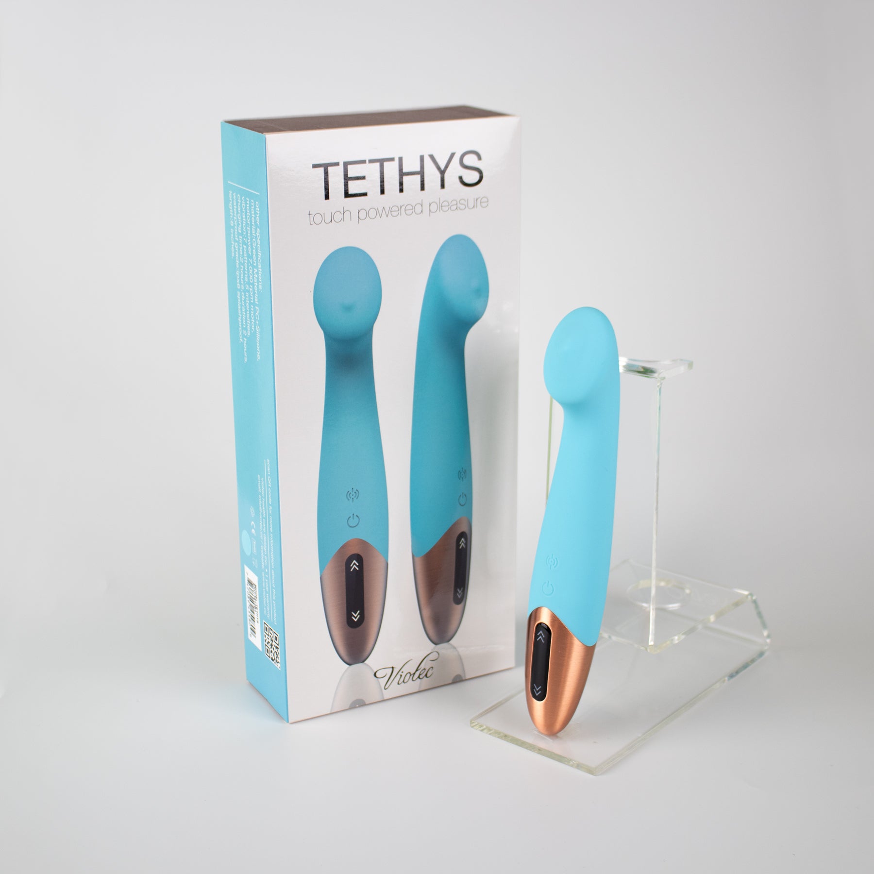 Tethys Touch Panel G-Spot Vibrator Blue - Red Garter