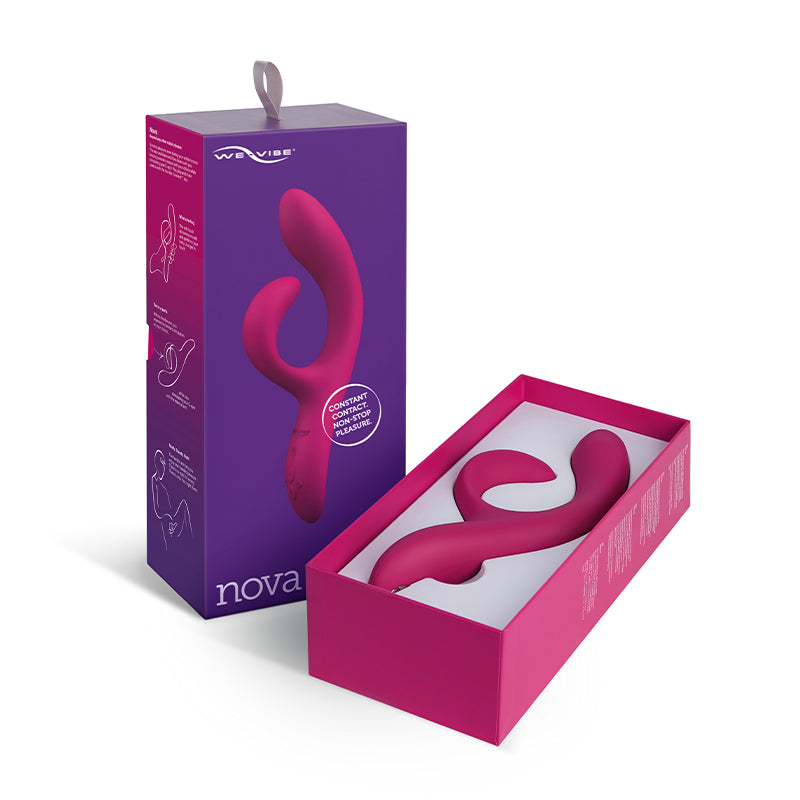 We-Vibe Nova 2 Rechargeable Flexible Silicone Rabbit Vibrator Pink - Red Garter